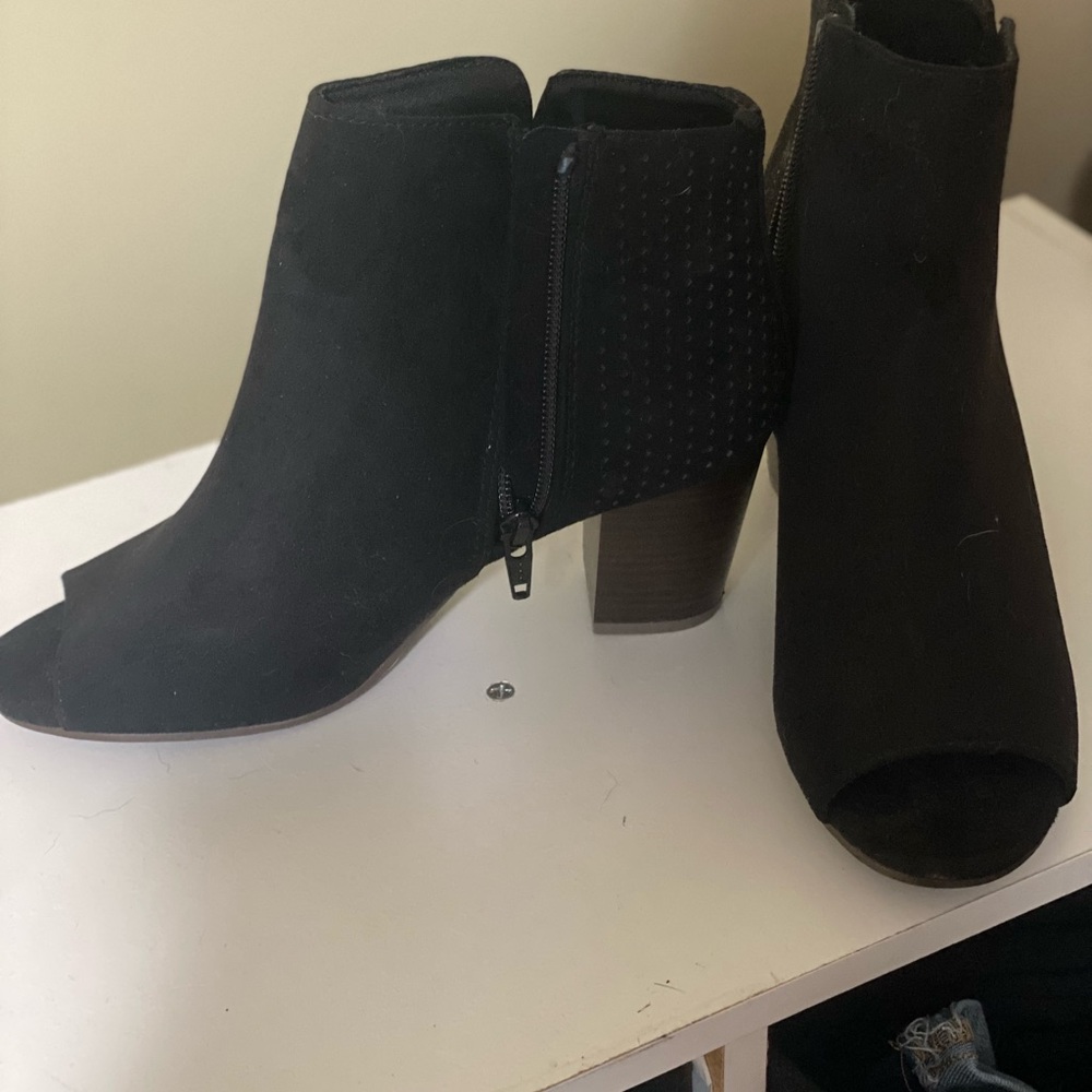 Peep Toe Black Ankle Booties